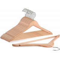 Bevoll Home Solid Wood Hanger with 12 Pack Set Smooth Finish for Long Lasting Use Exclusive Wooden Suit and Clothes Hanger Durable and Strong 360 Degree Metal Hook Designed for A Modern Home. - BWU8BZAY2