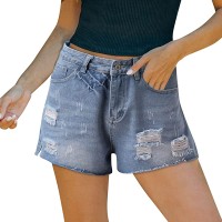 BFONE Women Slim Fit Shorts Pants with Pockets Summer Casual Pants Hole Sexy High Waist Jeans Denim Shorts - BUDVCNV6Y