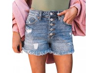 BFONE Women Summer Casual Shorts Pants with Pockets Sexy High Waist Slim Fit Hole Ripped Jeans Shorts Denim Shorts - BOBQXGDH1