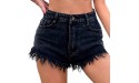 BFONE Women's Summer Tassel Frayed Hem Ripped Denim Shorts Sexy Mid Waisted Jeans Shorts Party Club Casual Pants - B75CC47LE