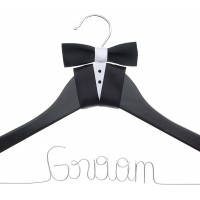Ella Celebration Groom Hanger for Tuxedo or Suit Hangers for Bridal Party Wooden and Wire Black Wood Groom - BM4XD97IB