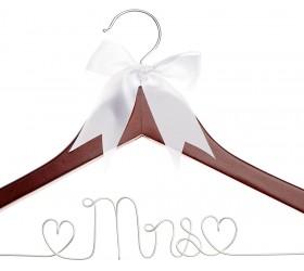 Ella Celebration Mrs Wedding Dress Hanger Wood and Wire Hangers for Brides Mahogany - BXZUF0O8O
