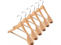 GANFANREN Wide-Shouldered Wooden Hanger with Non-Slip Trouser Bars Smooth Finish Solid Wood Suit Hanger Color : A Size - B10ISL509
