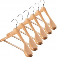 LEIGE Wide-Shouldered Wooden Hanger with Non-Slip Trouser Bars Smooth Finish Solid Wood Suit Hanger Color : A Size - BGVB6GZTS