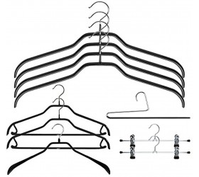 Mawa by Reston Lloyd Silhouette Series Thin Non-Slip Space Saving Clothes Hanger Sampler Pack Set of 10 Black - BMLVHZU7F