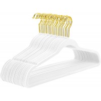 MIZGI Premium Velvet Hangers Pack 50 Pcs Heavyduty Non Slip Slimline Velvet Suit Hangers White Gold Hooks,Space Saving Clothes Hangers - BONRN6YR1