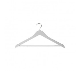 NAHANCO 20119WB Wooden Suit Hanger 19 Low Gloss White with Brushed Chrome Hardware Pack of 100 - B9CTOH46J