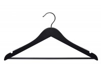 NAHANCO 20217WBBHHU Wooden Suit Hangers Line 17" Low Gloss Black with Black Hook Pack of 25 - BP8CPQMYR