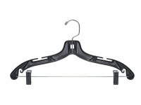 NAHANCO 2500RC Plastic Suit Hanger Heavy Weight with Metal Clips 17" Black Pack of 100 - BU4LCBY5B