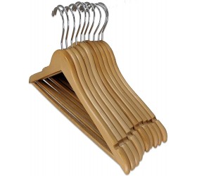 Pillowtex Wood Suit Clothes Closet Hanger w Non-Slip Bar Set of 20 Natural Finish Hangers - BG5SFOGO5