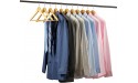 Roonmain Solid Wood Suit Hangers 12 Pack with Non Slip Bar and Precisely Cut Notches 360 Degree Swivel Chrome Hook Wooden Hangers - BPS5A8795