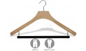 The Great American Hanger Company Deluxe Wooden Suit Hanger with Velvet Bar Large 2 Inch Wide Contoured Hangers with Natural Finish & Chrome Swivel - B4VALI54V