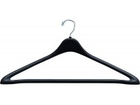 The Great American Hanger Company Heavy Duty Black Plastic Suit Hanger with Fixed Bar Box of 100 Sturdy 1 2 Inch Thick Coat Hangers with Square Topped Chrome Swivel Hook - B44JAEGO5