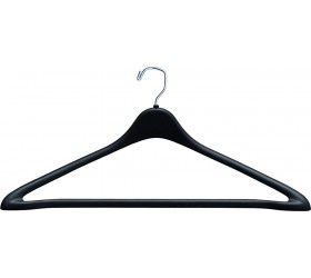 The Great American Hanger Company Heavy Duty Black Plastic Suit Hanger with Fixed Bar Box of 100 Sturdy 1 2 Inch Thick Coat Hangers with Square Topped Chrome Swivel Hook - B44JAEGO5