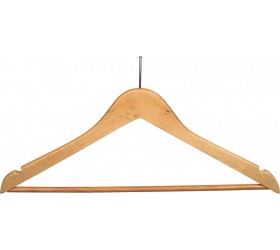 The Great American Hanger Company Wood Security Suit Hanger w Solid Wood Bar & Anti-Theft Nail Hook Box of 50 Space Saving 17 Inch Flat Wooden Hangers w Natural Finish & Notches - BC9PV897Z