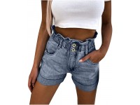 Women Elastic Waist Bermuda Shorts with Pocket Spring Summer Bottom Sexy Casual Shorts Jeans Denim Pants Denim Shorts - BI53WB6QK