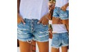 Women Hole Bottom Sexy Casual Shorts with Pocket Female Mid Rise Frayed Distressed Jeans Shorts Denim Pants - BE6ED2I4L