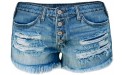 Women Hole Bottom Sexy Casual Shorts with Pocket Female Mid Rise Frayed Distressed Jeans Shorts Denim Pants - BE6ED2I4L
