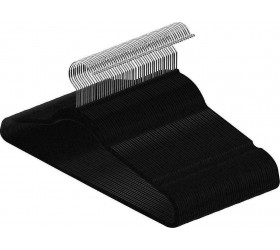 M-K 100 PCS Non Slip Velvet Clothes Suit Shirt Pants Hangers Black - B4I2BA89H