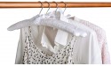 Amber Home 17 Inch Large White Satin Padded Hangers for Women Clothing 5 Pack Anti Slip Cushioned Hangers for Sweaters Silk Hangers Fancy Dress Hangers for Wedding Delicate Cashmere White 5 - BR2NAHKCJ