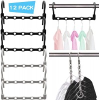 Closet Organizer,12 Pack Stronger Closet Organizers and Storage Clothes Hanger with 5 Holes Closet Storage for Heavy Clothes,Dorm Room Essentials Magic Closet Organization Durable Space Saving Hangers - BE1AOD8VE