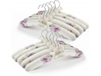 GLCON Anti Slip Satin Padded Clothes Hangers for Women Foam Sweater Hangers Fancy Thick Padded Coat Hanger No Bump Floral Canvas Cover for Adult Bridesmaid Wedding Gown Closet Pack of 10 - BPZPVR3BQ