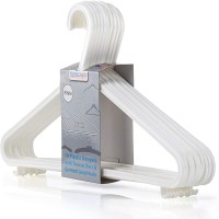 HANGERWORLD White Plastic Hangers 10 Pack 14inch No Shoulder Bump Slim Space-Saving Hanger - BIJRVD9GS