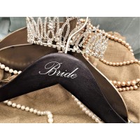NAHANCO B20217 Bridal Hanger Black Wood Hanger with Silver Imprint Bride 17” 1 Piece - BB442NYJ2