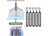 Niclogi Magic Hanger Space Saving Hangers 5 Pack Cascading Hanger 9 Slots Closet Organizer Space Saver Sturdy Plastic for Heavy Clothes（Black） - B6BFCCX3G