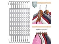 Smartor Metal Space Saving Hangers for Clothes ,Unique Hook Design Collapsible Hangers  Pack of 10 Multi Hangers Space Saving Closet Hangers  Heavy-Duty Magic Hangers for Closet Organizer . - BOICDLZ48