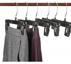 Titan Mall Pants Hangers 30 Pack 10 Inch Black Plastic Skirt Hanger with Non-Slip Big Clips and 360 Rotatable Hook Durable and Sturdy Plastic Hanger Elegant and Economical for Hanging Pants - BU2YYKAAB