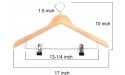 Tosnail 12-Pack Wooden Pant Hanger Wooden Suit Hangers with Steel Clips and Hooks Natural Wood Collection Skirt Hangers Standard Clothes Hangers - B92VD7WKL