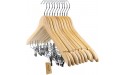 Tosnail 12-Pack Wooden Pant Hanger Wooden Suit Hangers with Steel Clips and Hooks Natural Wood Collection Skirt Hangers Standard Clothes Hangers - B92VD7WKL