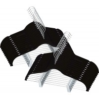 Black Pack of 24 Premium Velvet Hangers Clothes Non Slip Skirt Hanger with Clips - BCKVU3O6X