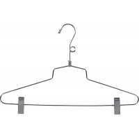 Chrome Metal Salesman Combo Hanger with Clips and Loop on Neck in 16 Length X 1 8 Thick Box of 25 - BZ322GQV3