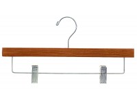 Econoco Commercial Pant Skirt Hanger with Chrome Hooks and Bar with Clips 14" Matte Teak Pack of 100 - BHAZWMWJJ