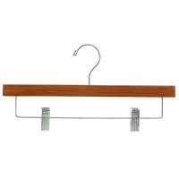 Econoco Commercial Pant Skirt Hanger with Chrome Hooks and Bar with Clips 14 Matte Teak Pack of 100 - BHAZWMWJJ