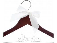 Ella Celebration Bride to Be Wedding Dress Hanger Wooden and Wire Hangers for Gown Mahogany Wood Silver Wire - B8BJ4H9N2