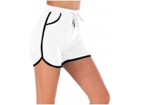 Loose Cotton Sport Shorts for Womens Comfy Drawstring Casual Elastic Waist Pocketed Athletic Shorts Pants White XXXXXL - BSIQ96OEF