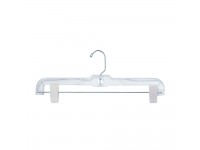 NAHANCO 600PCLH Plastic Skirt Slack Hangers Heavy Weight Long Hook with Plastic Clips 14" Clear Pack of 100 - BWLVV8SRE