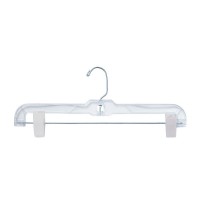 NAHANCO 600PCLH Plastic Skirt Slack Hangers Heavy Weight Long Hook with Plastic Clips 14 Clear Pack of 100 - BWLVV8SRE