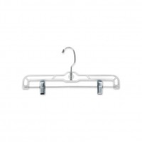 Skirt and Pant Hangers in Clear Plastic 14 Inch with Chrome Hook Lot of 100 - BIRM49687