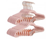 SONGMICS 24 Pack Pants Hangers 16.7 Inch Coat Hangers with Rose Gold Colored Movable Clips Heavy-Duty Non-Slip Space-Saving for Pants Skirts Dresses Light Pink UCRF14PK24 - B8QFSTH8U