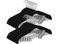 SONGMICS 30-Pack Pants Hangers 16.7-Inch Long Velvet Hangers with Adjustable Clips Non-Slip Space-Saving for Pants Skirts Coats Dresses Tank Tops Black UCRF12B30 - BJ2Q1WMZT