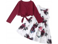 SUSHANG 4-9 Years Kids Girls Solid Color Tops Sleeveless Floral Print Princess Dress Spring Summer Casual Dresses Sundress Red 7-8Years - BF4ETCG27