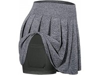 Women Athletic Tennis Skirts Stretchy Sports Golf Running Skort with Inner Shorts Pockets Fitness Workout Shorts Gray XXL - BVQG5UPAP