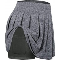 Women Athletic Tennis Skirts Stretchy Sports Golf Running Skort with Inner Shorts Pockets Fitness Workout Shorts Gray XXL - BVQG5UPAP