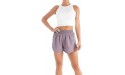XIMIN Women's Workout Shorts with Pockets Quick-Dry Athletic Shorts Elastic Waist Running Fitness Sports Short Leggings Purple M - BQ2F654PH