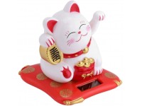 BHDK Waving Cat Decor Plastic Waving Cat Energy-Saving Cute for Friends for Home or Office Display for Car Decoration for FamilyWhite - B7ZKQV8F5