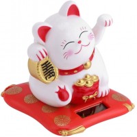 BHDK Waving Cat Decor Plastic Waving Cat Energy-Saving Cute for Friends for Home or Office Display for Car Decoration for FamilyWhite - B7ZKQV8F5